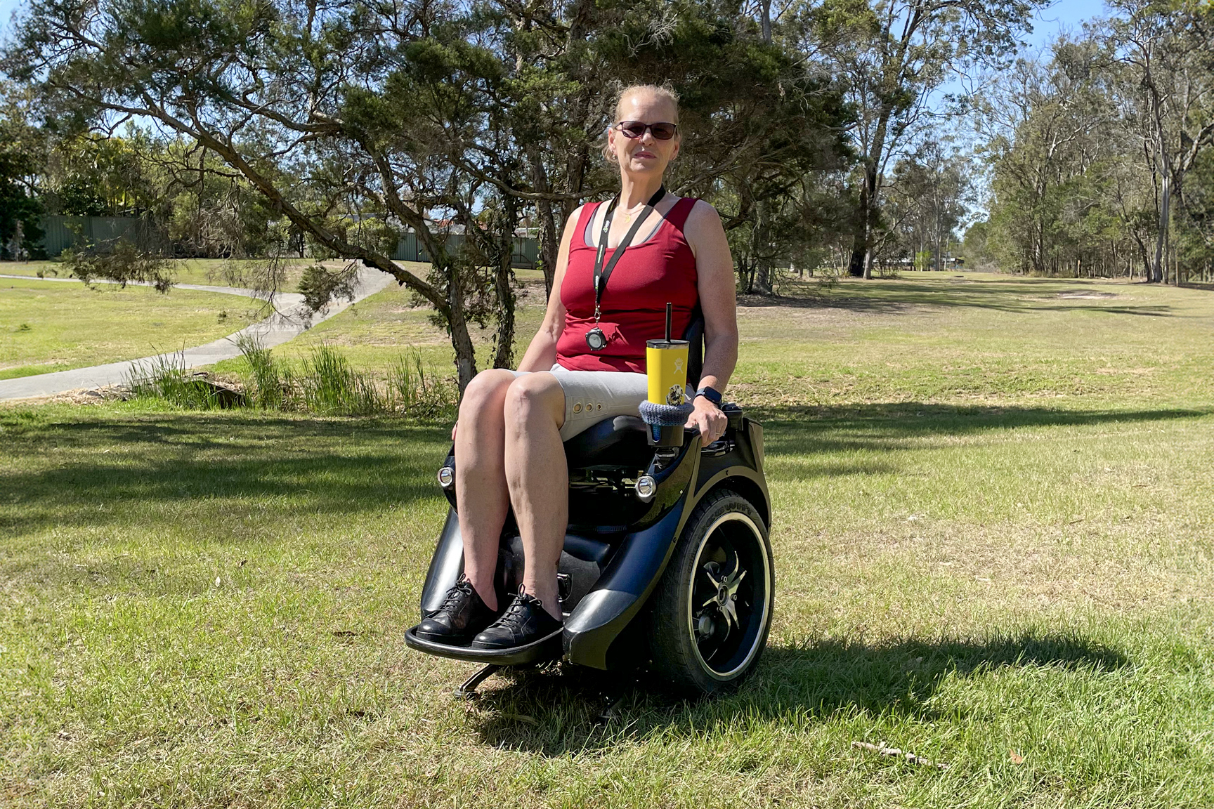 Fiona on her Omeo wheelchair